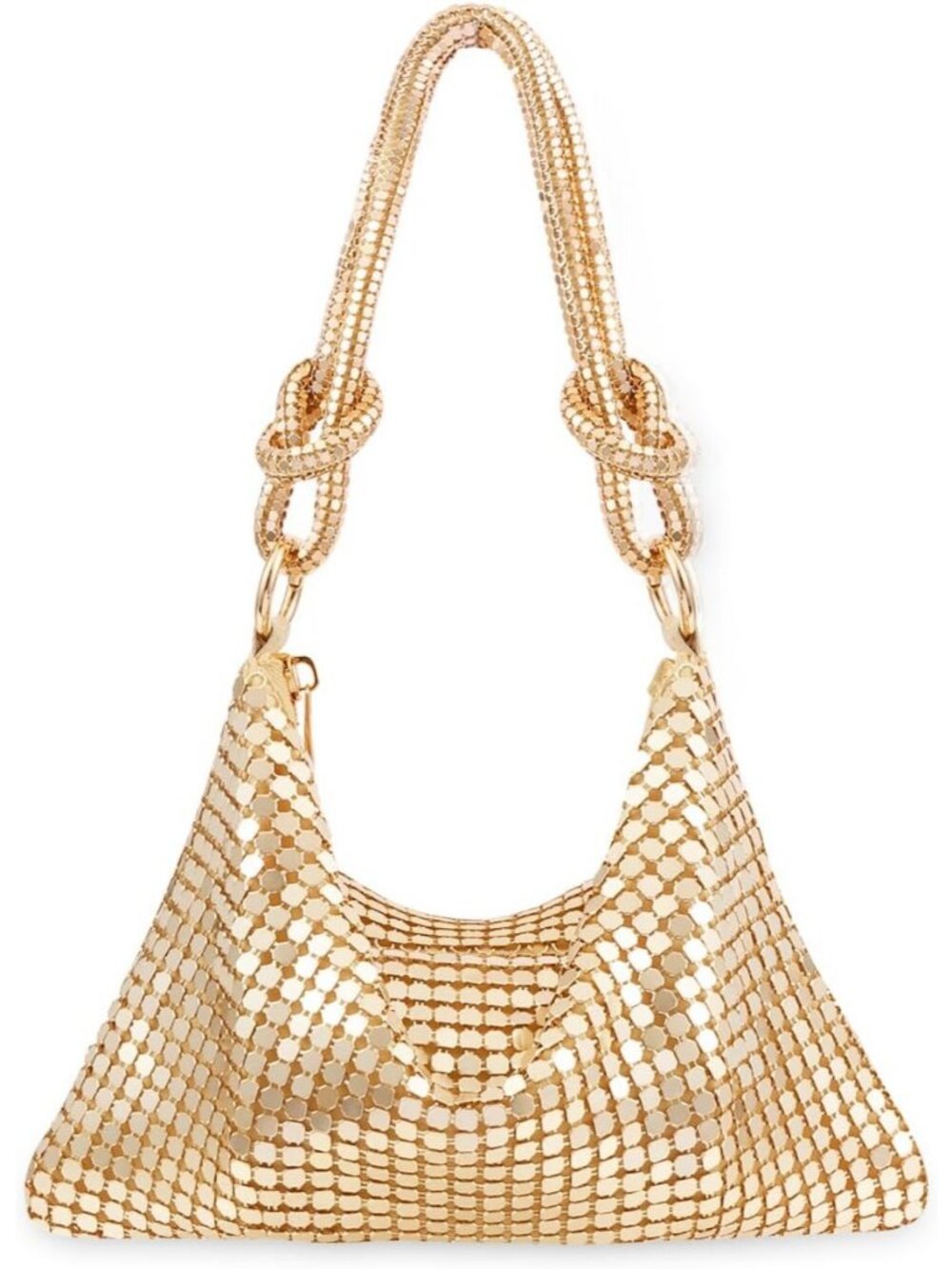 Women Gold Rhinestone Evening Sparkly Crystal Slouchy Shoulder Clutch Purse